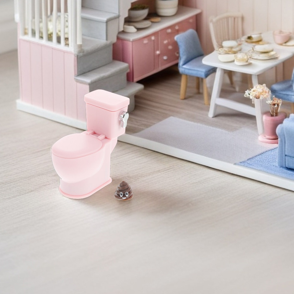 Dollhouse Furniture Set - 2Pcs 1:12 Scale Miniature Flushing Toilet