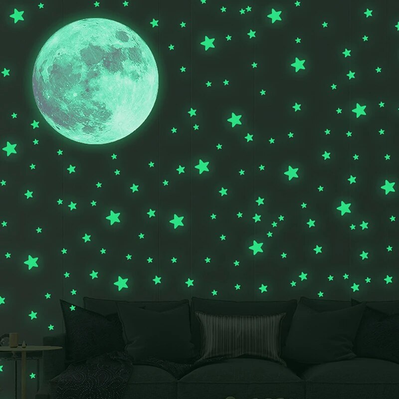 Glow In Dark Stars - 103pcs Luminous Moon and Stars Wall