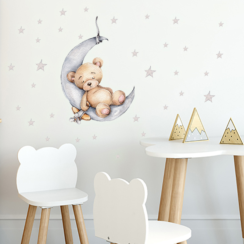Cartoon Teddy Bear Sleeping on - Glow In Dark Stars recension och pris