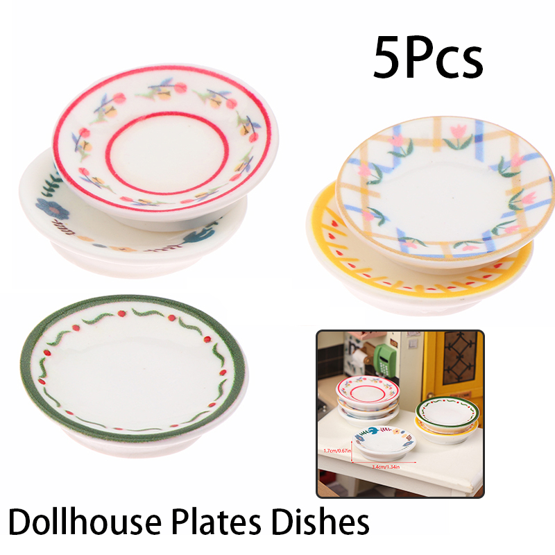 5Pcs 1/12 Dollhouse Mini Plate - Dollhouse Furniture Set recension och pris
