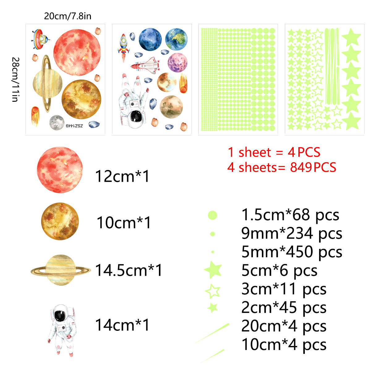 849Pcs Glow in The Dark Stars  - Glow In Dark Stars recension och pris